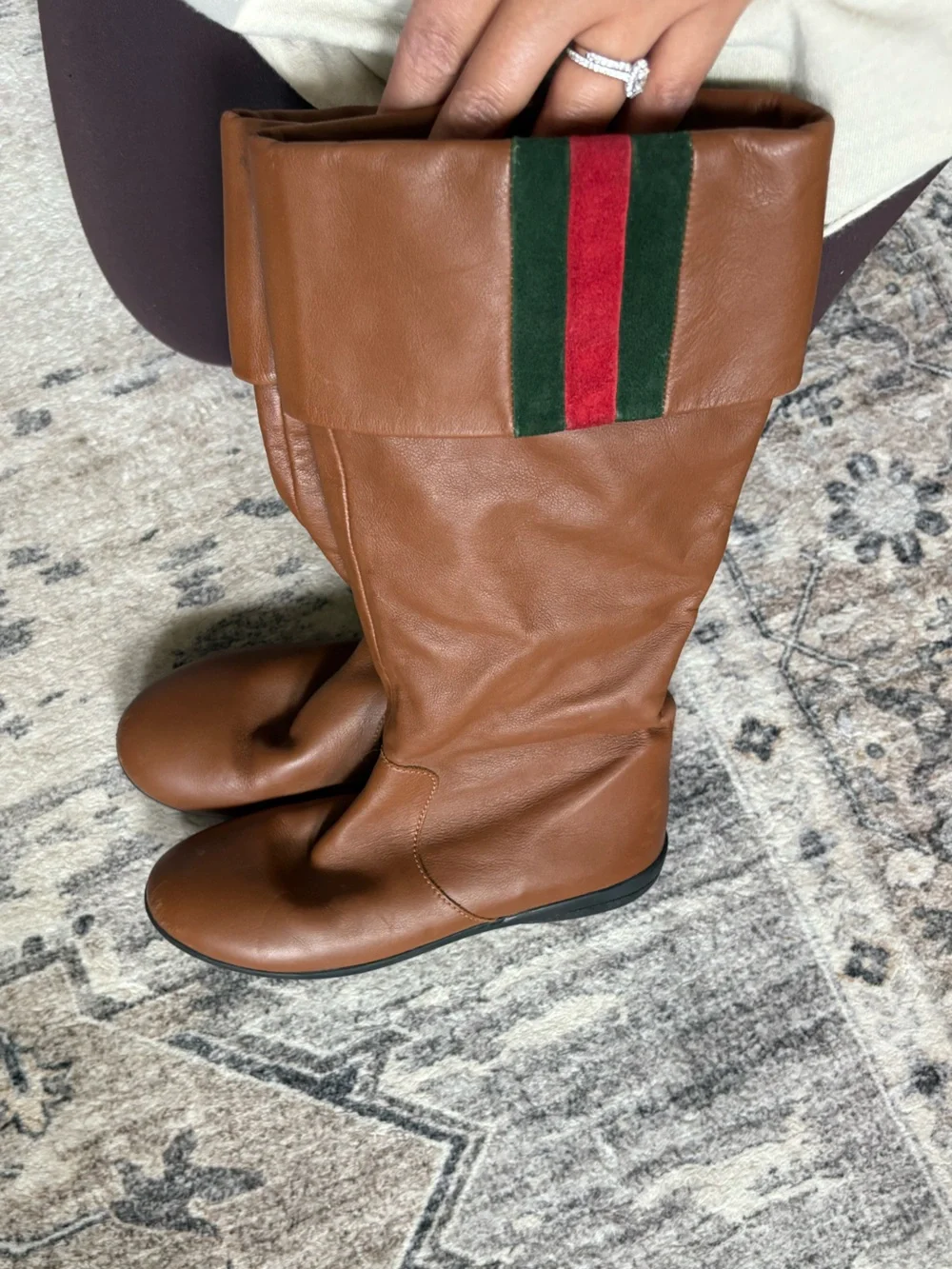 Gucci kids girls boots riding boots brown leather kids boots size 31 IT 13 US